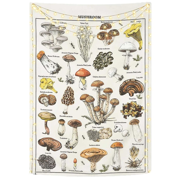 Retro Tapestry Mushroom Chart Seinäriippuva Art Dcor Sun Moon printed seinä