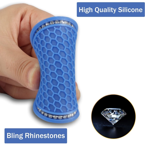 Bling krystall rhinestone bil interiør tilbehør - 2-pakning med universelle sklisikre koppholderinnsatser Deep Blue