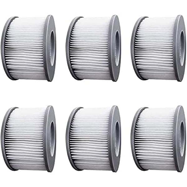 6 stk. boblebadfilter for MSpa oppblåsbare bassenger, forbedret versjon filterpatronpumpe passer for MSPA alle nåværende boblebad 6pcs