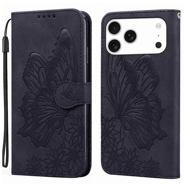 PU-etui med preging for iPhone 17 Pro Max BLACK