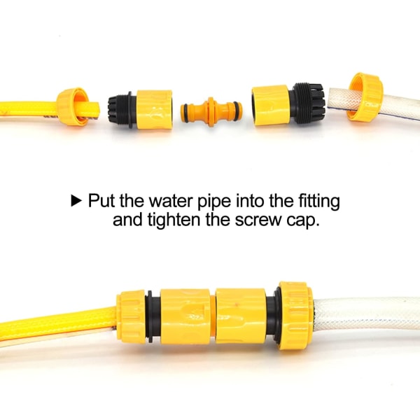 Cretty-Meet 6 stk. dobbelt haneslangekoblinger Havevandslangehane Dobbelt haneslangeendekonnektor Slangekoblinger til at forbinde haveslangeslange Yellow 4.9cm