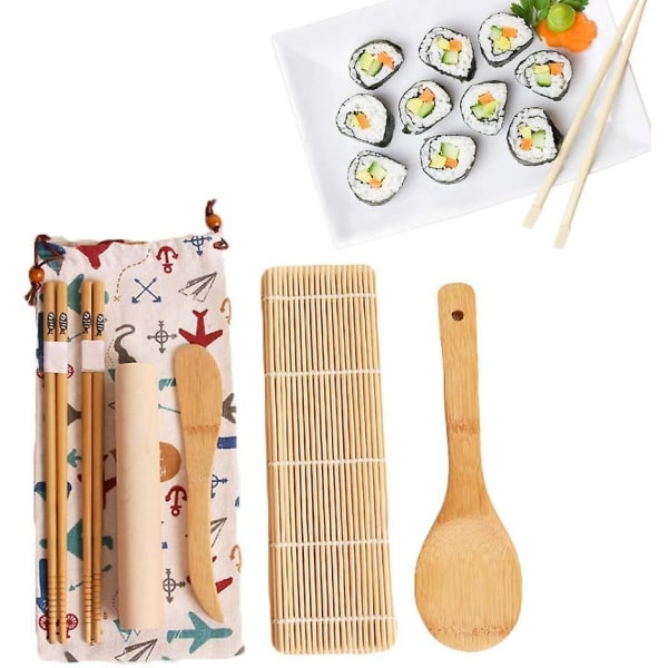 Sushi Making Kit 7-pack, DIY Sushi Maker til begyndere - Sushi Rullemåtte