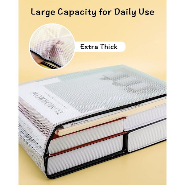 A3 Dokumentmapp Extra Tjock Dragkedja Arkivpåsar Mesh Dragkedja Dokumentplånböcker Mapp Resväska För Kontorsmaterial Och Reseaccessoarer Black A3