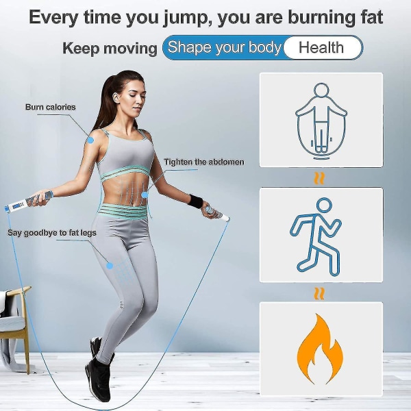 Jump Rope, Digital Weighted Handle Workout Hoppereb med kalorietæller