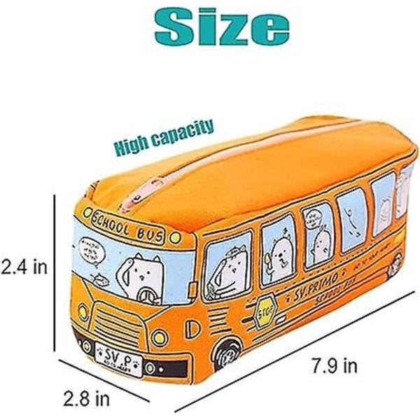 (orange) Små dyr Penalhus, Stor Kapacitet Canvas Bil Penalhus, Cute Large Capacity Personlig Penalhus, Cute School Bus Penalhus, U