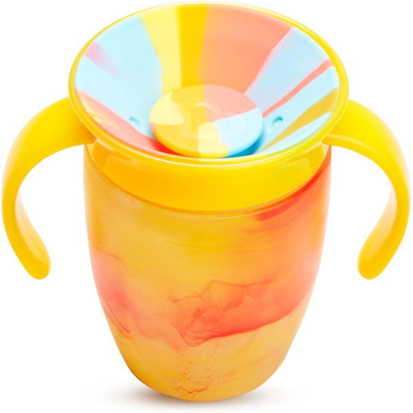 Miracle 360 6+ Måneder 7oz Baby Sippy Cups (2-pak). Træningskop, Spildfri, Opvaskemaskine-sikker Baby Vandflaske med Nemme Greb. (Pink/Gul) Pink/ Yellow