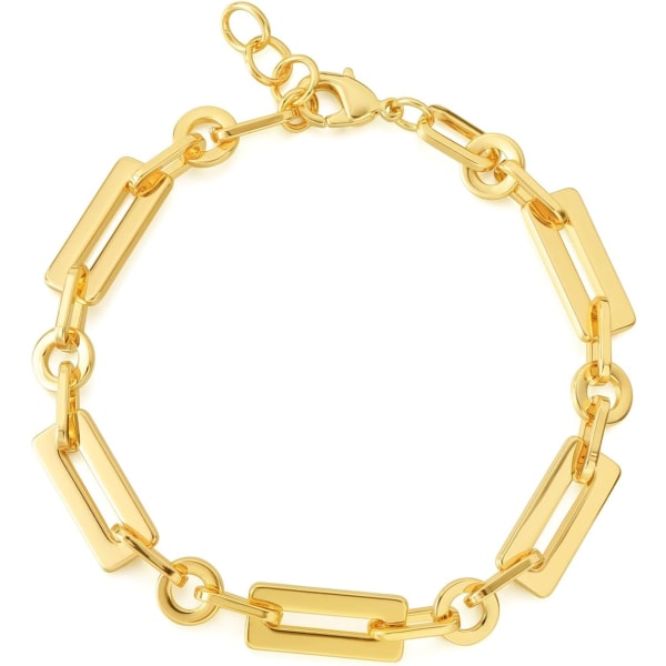 Armband för kvinnor 14K guldpläterad läcker kedja Enkla smycken söta för flickor Rectangle 2 Layer Satellite Chain