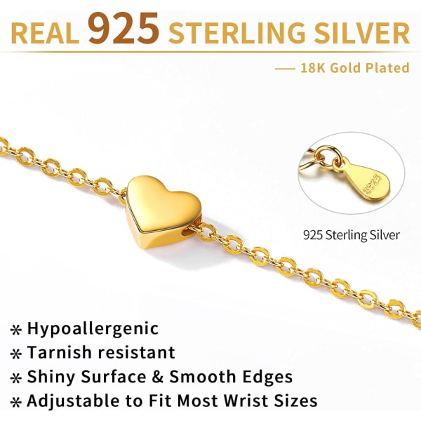 925 sterlig sølv hjerte/måne/stjerne/bar/lotus armbånd for kvinner 16cm+5cm(forlenget) Minimalist smykker(med gaveeske)