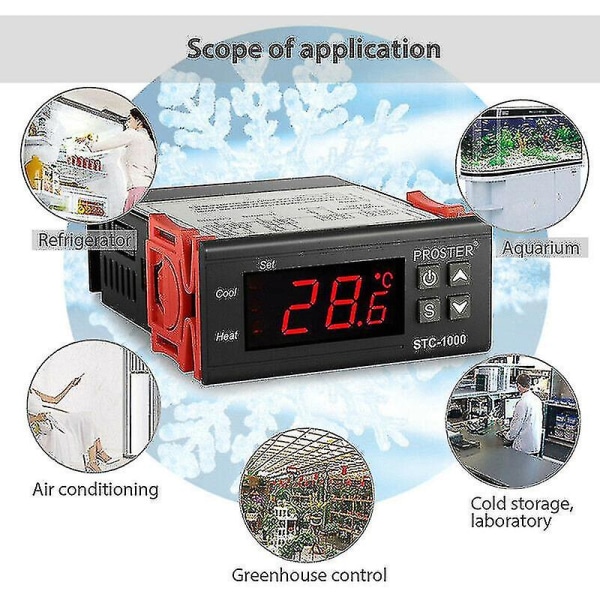 Digital 220v Stc-1000 temperaturkontroller termostatregulator+sensor Shytmv