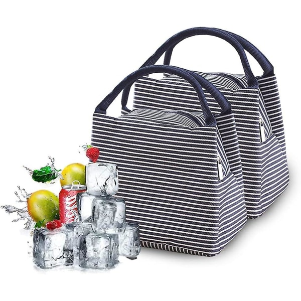2 kpl kokoontaitettava lounaslaukku, perheen picnic-kylmälaukku, eristetty lounaskassi, uudelleenkäytettävä lounaslaukku, piknik-jäähdytyspussi, aterian jäähdytyspussi, lounaskassi (sininen)