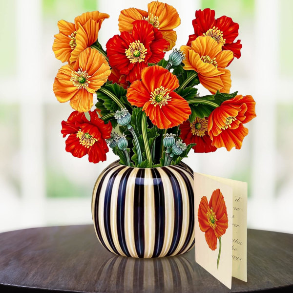 Freshcut Paper Pop Up-kort, franske blomster, 12 tommer livsstil Forever Flower Bouquet 3D pop-up-lykønskningskort med blankt notekort og kuvert French Blooms