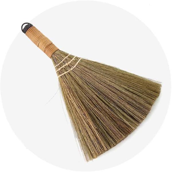 Perinteinen pieni kotiharja, olki-bambu-rotting-miscanthus-punottu, ei staattista sähköä (d-583-a)