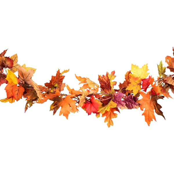 2 Pakke Efterårsguirlande Ahornblad, 5,9Ft/Stk Hængende Vingguirlande Kunstig Efterårsløv Guirlande Thanksgiving Dekoration til Hjem Bryllup Pejs Orange