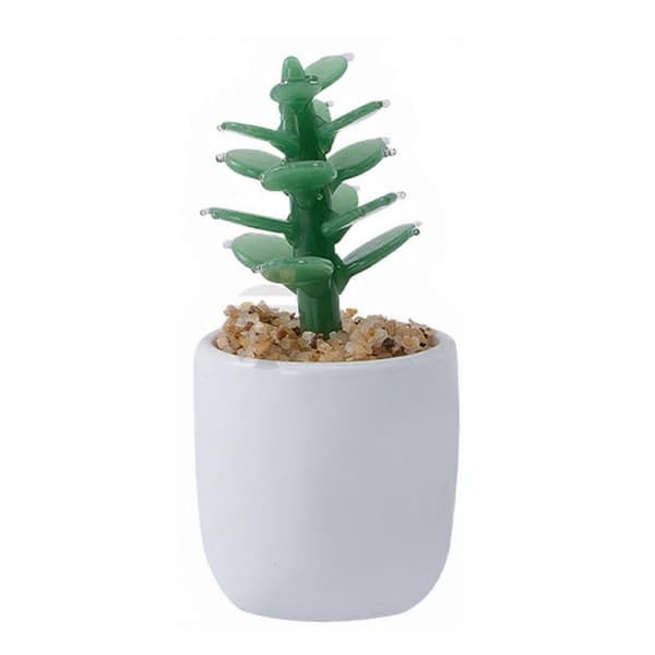 Mini glas kaktus ornament - til skrivebord - håndlavet E