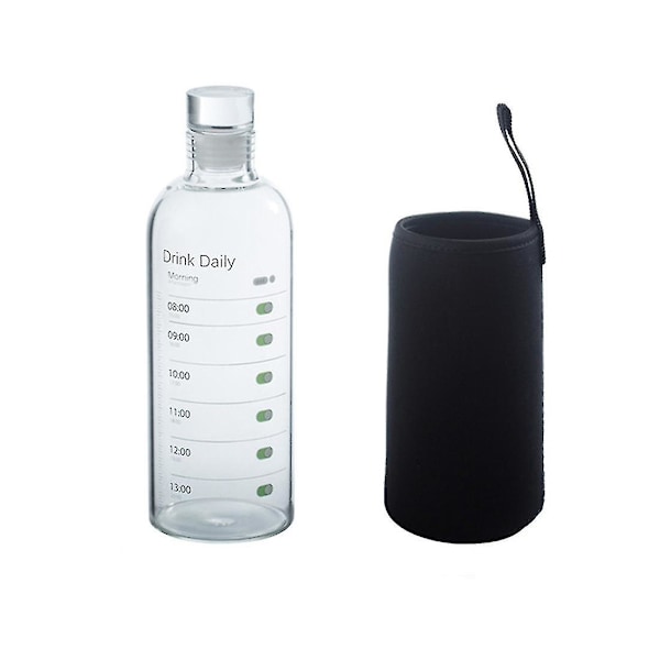 500 ml glasflaska med tidsskydd, transparent