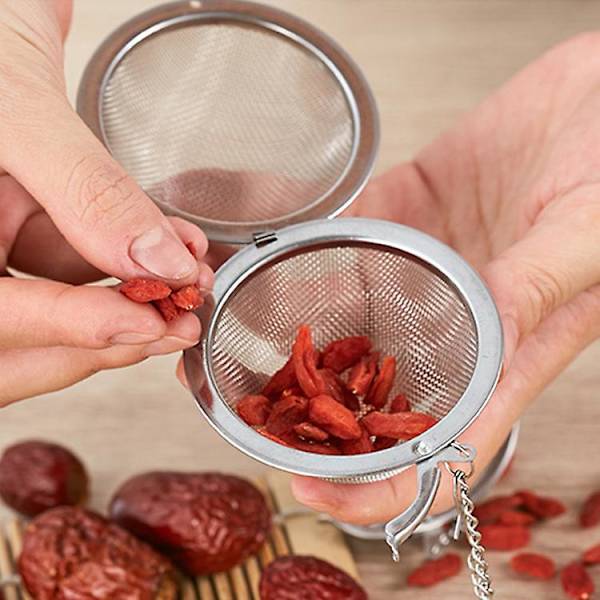 2 stk. rustfrit krydderibold i rustfrit stål til køkken, suppe, krydderi, gryderet, filter, køkkenredskab, metaltepose, tebold, 9 cm