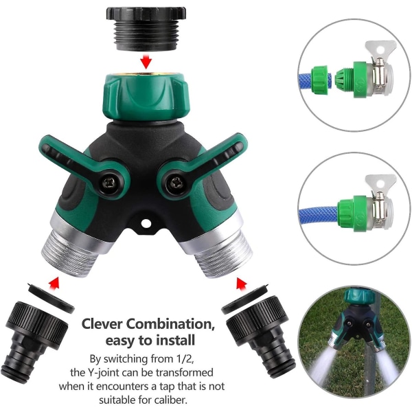 2-vejs slangesplitter, have 2-vejs slangeforbindelse Vandhaner 2-vejs fordeler med justerbart låsehåndtag (1)