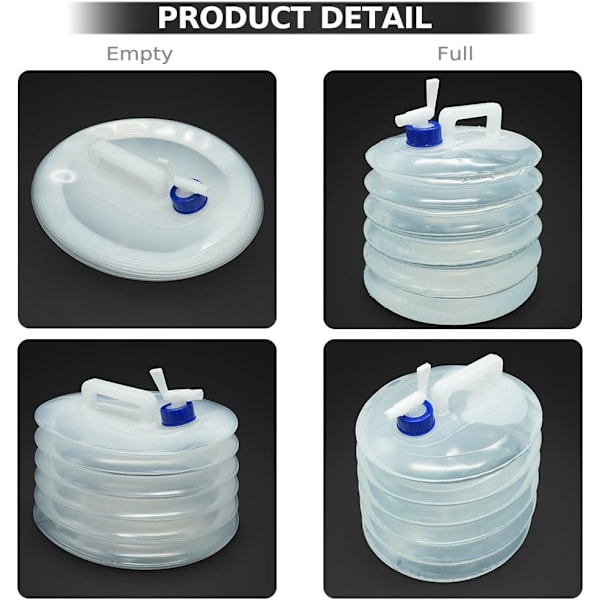 Hopfällbar Vattenhink, 5L/10L/15L Hopfällbar & Bärbar Vattenbehållare, BPA-Fri Vattenbärare Vattentank för Camping Vandring Fiske Klättring Picknick 5L