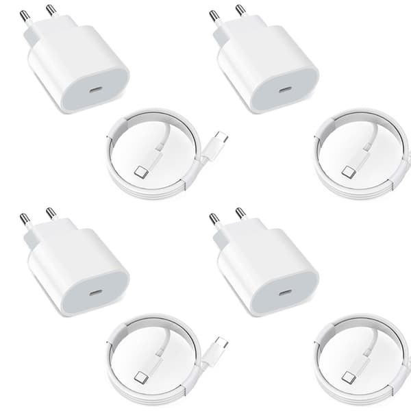 4 stk. oplader til iPhone 15 + 2M kabel Hurtigoplader USB-C til USB-C