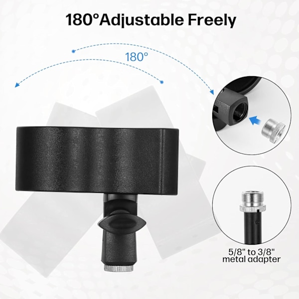 1 stk. Opgraderet mikrofonklemmeholder, justerbar mikrofonholder til mikrofoner med en ydre diameter mellem 32 mm og 60 mm, med 5/8\" til 3/8\" skrue Ada 1 PCS