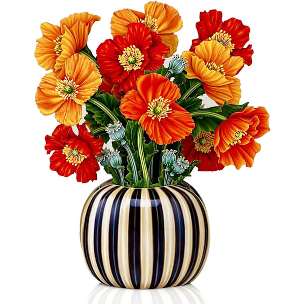 Freshcut Paper Pop Up -kortit, ranskalaiset kukat, 12 tuuman elinikäinen ikuinen kukkakimppu 3D-popup-onnittelukortit tyhjällä muistiinpanolapuulla ja kirjekuorella French Blooms