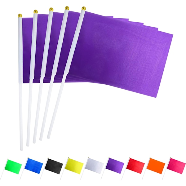25-pack enfärgade lila flaggor, små, enfärgade lila DIY-flaggor på pinne, partydekorationer för parader, invigningar, barnkalas, partyevenemang Purple