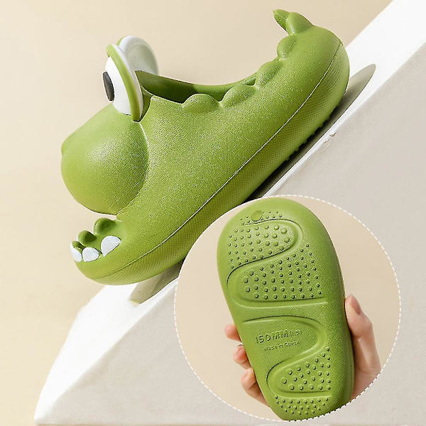 Sommartofflor för pojkar och flickor, söta dinosaurier, tjockt sula, halkfria tofflor