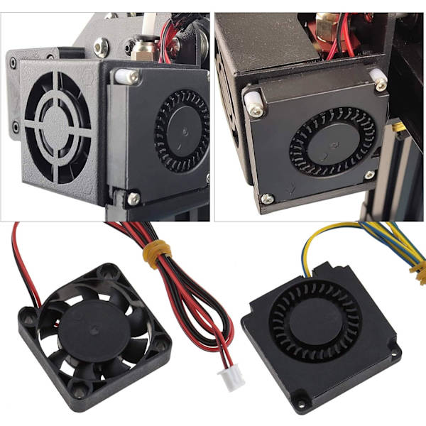 Be In Your Mind 2 st 40x40x10mm 4010 Värmeelementfläktar 12VDC Extruder Hot End Fläkt & Turbo Fläkt Med 2-Pin Kontakt Kompatibel Med Ender 3/Ender 3 Black