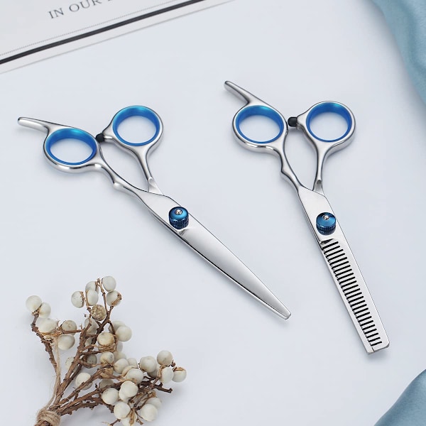 Tunnande saxar för hår, tandade saxar, tunnande saxar, professionella frisörsaxar för texturering, saxar för hårklippning för salong och hemmabruk Flat shears + tooth shears