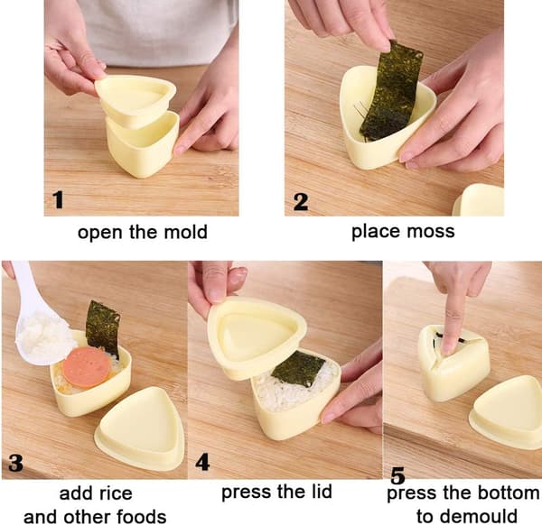 Risboldforme 2-delt risboldformesæt Trekantet Sushi Maker Presse (Stor og Lille) Non-Stick Sushi Ris Fremstillingssæt