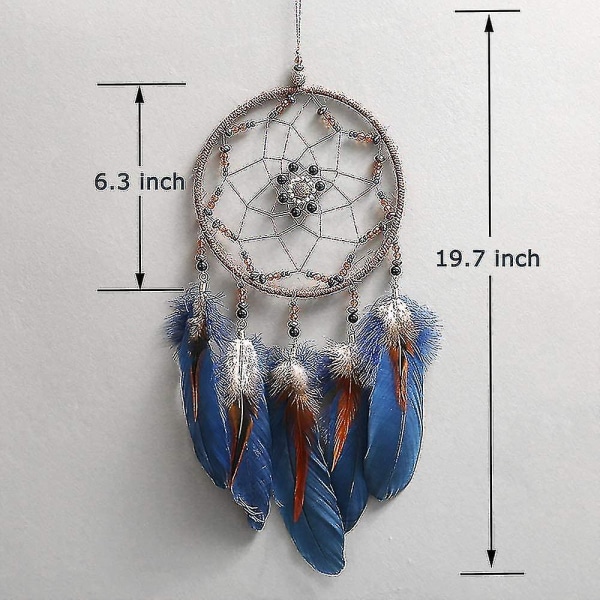 Drømmefanger Håndlavet Traditionel Fjer Drømmefanger Hængende Hjem Væg Dekoration Håndværk Ornament Kompatibel Med Hjem, Soveværelse, Børn, Drenge Nat