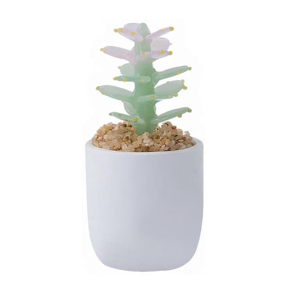 Mini Glass Kaktuspynt - til Skrivebord - Håndlaget C