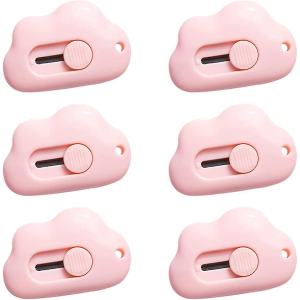 Tegneserie Retractable Box Cloud Shaped Kid Utility Cartons Pap Karton Razor Box Åbner Til Skole Craft Klasse Og Kontorartikler(6stk, Pink)