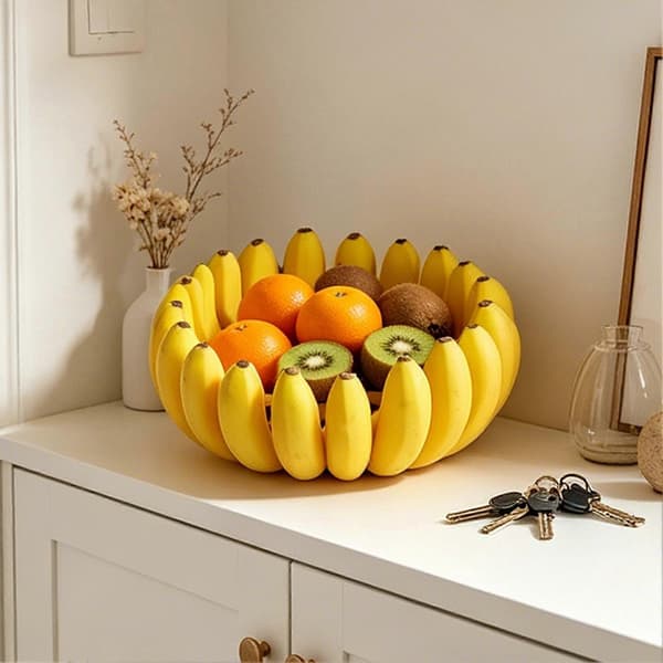 Fruktskål i bananform – 3D-printad rolig – för hem, kök och matsal 12cm