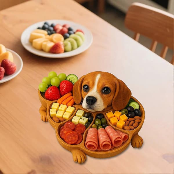 Serveringsbrett i tre med flere rom Rustikk hundformet ost kjøtt frukt snackbrett for G