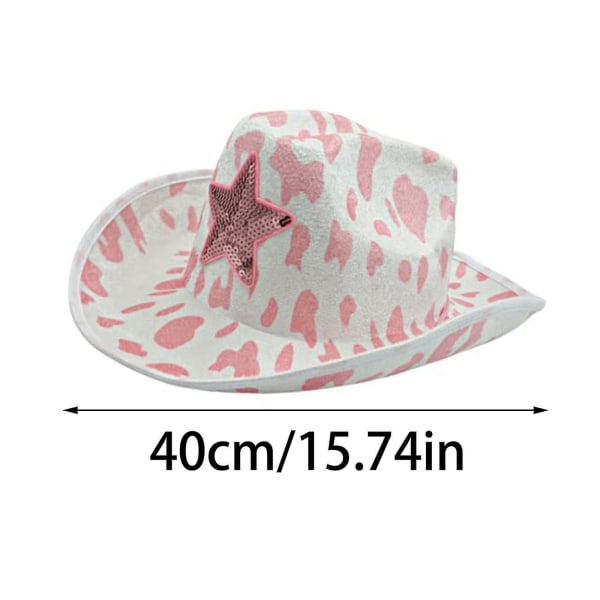 Cowgirl-hatut Vaaleanpunaiset print Cowboy-hattu sydämenmuotoisilla aurinkolaseilla, aikuisten Cowboy-hattu pukujuhliin