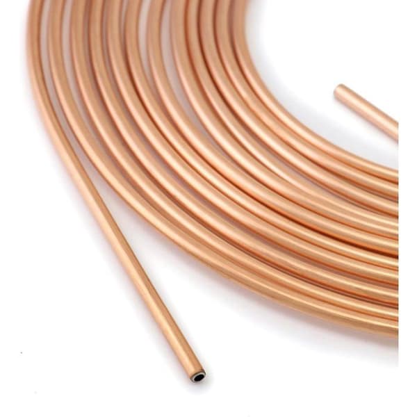 7,6 m kopparbromsslang, bromsrör, OD 4,76 mm, ID 3,3 mm med 16 muttrar