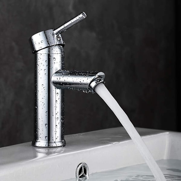 Badrumskran, modern handfatskran av hög kvalitet med premium metalldesign och justerbar varm- och kallvattenkran för handfat i badrum