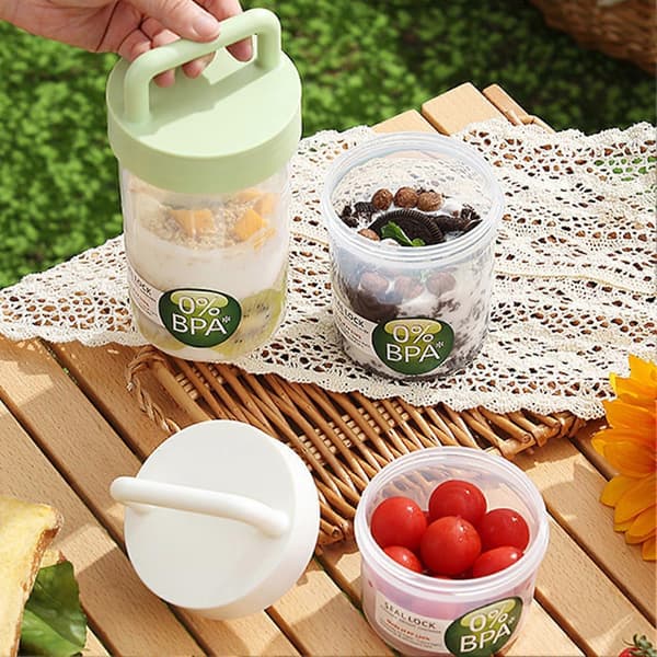 BPA-fri fruktskål – med sammenleggbar gaffel – for måltidsforberedelse og trening White