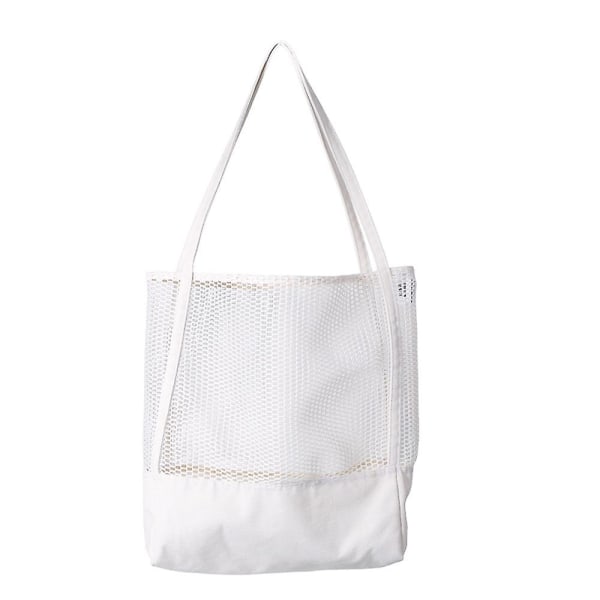 Shopping Bag Canvas Nylon Mesh Tredimensionel Shopping Bag Strandtaske * Hvid