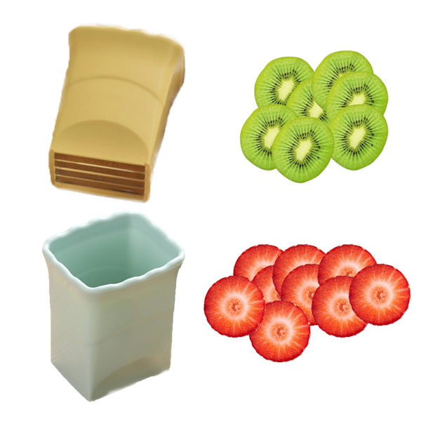 2 st jordgubbsskärare fruktskivar banancupskärare, rostfritt stål jordgubbsskärare, liten tomatskärare multifunktionell fruktsalladsklippare