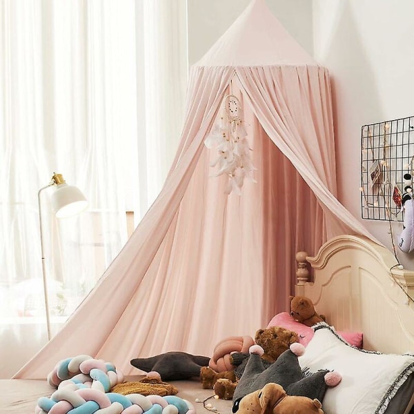 Sänghimmel för flickor, Soft Pink Princess Sänghimmel till flicksäng, volang sänghimmel för barnsovrum - Ljusrosa