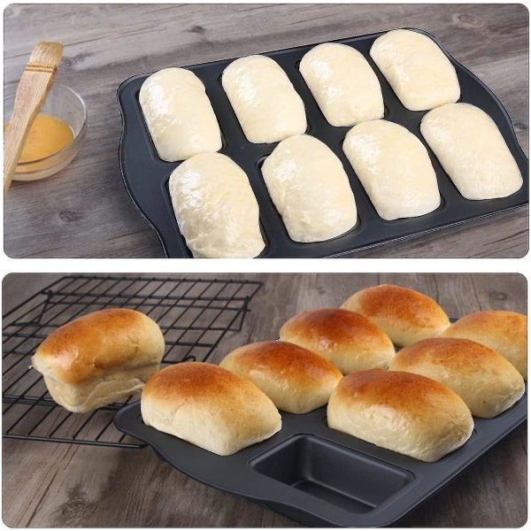 Mini brødform, 8-huls non-stick muffin pande, kulstofstål Brownie bagegrej til ovnbagning -grå
