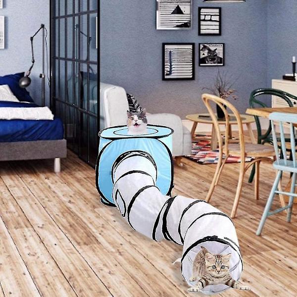 Kattunnel och kuber bundle interaktivt skrynkligt hopfällbart rör och hopfällbara kuber lekplats för husdjur, katter och valpar