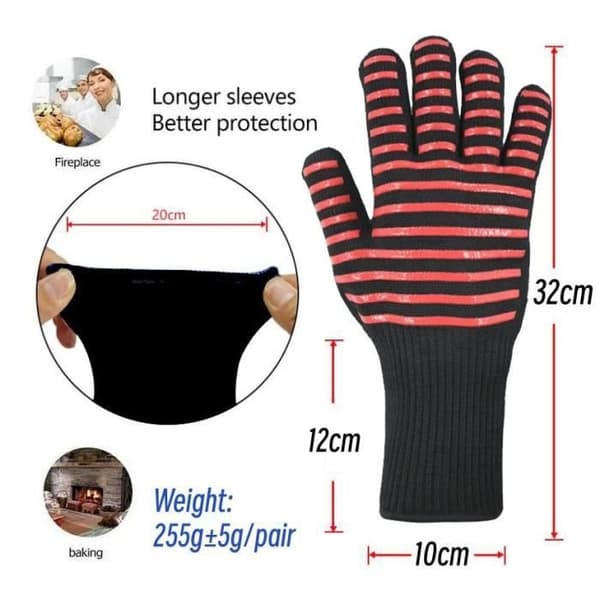 Kökshandskar - Grillvantar - Värmebeständiga - One Size - Halkfria - 2-pack