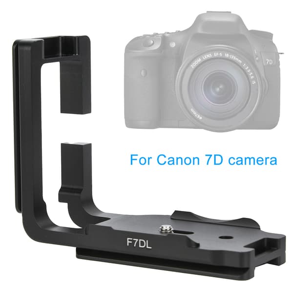 Aluminiumslegering Sort Quick Release L-plade Håndgreb til Canon 7D kamera