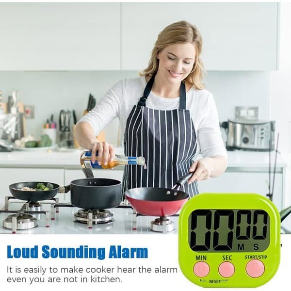 Magnetisk kökstimer med stor LCD-skärm, timer för matlagning, studier, kraftfullt alarm och nedräkningstimer (grön)