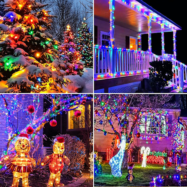 3 Pakkaus Paristokäyttöisiä Koristevaloja Kaukosäätimellä ja Ajastimella, 10m 100LED Valonauha Paristo 8 Tilaa IP65 Vedenpitävä - Monivärinen