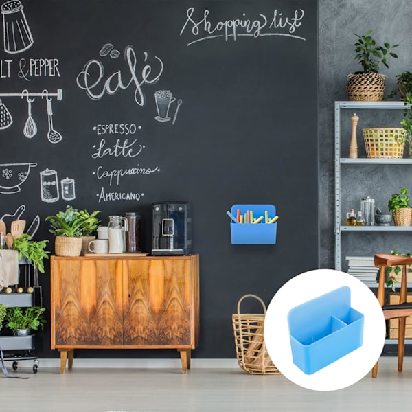 2 st magnetiska pennhållare, blå magnetisk pennhållare organizer montering för whiteboard skåp tillbehör kylskåp skolskåp kontor (12×10×4cm) Blue