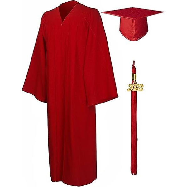 2023 Adult Toga University Graduation Kasket Og Graduation Kasket Rød L High School Afgangskostume til mænd og kvinder